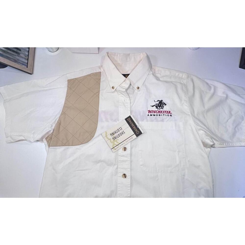 NWT Womens Browning Winchester Ammo Shooting Hunting Button Up Shirt White-Large
